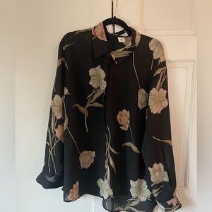 Black sheer floral blouse oversized Josephine chause size 20